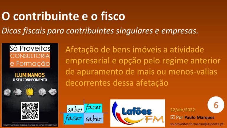 Im&oacute;veis: Afeta&ccedil;&atilde;o &agrave; atividade empresarial ou profissional